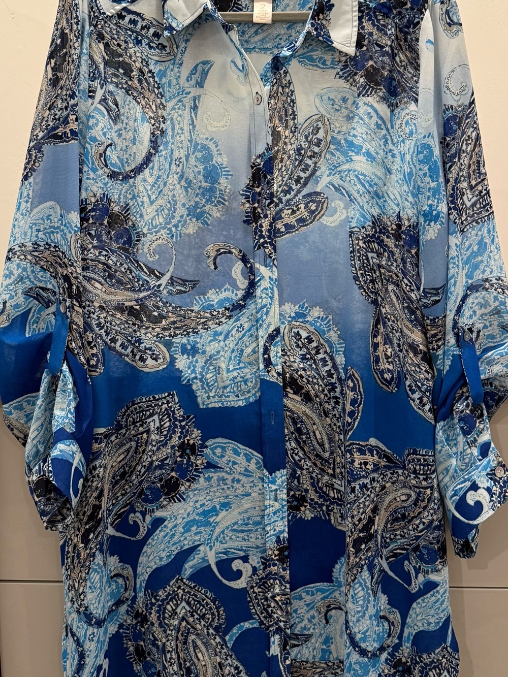 Chico's Blue Paisley Button-Front Top